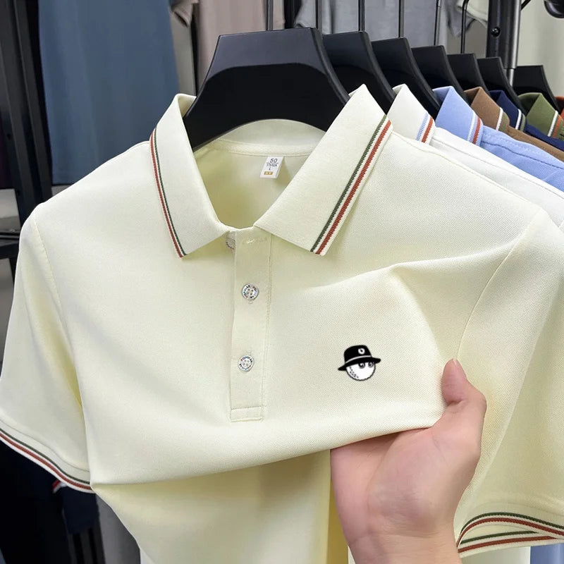 Men's Luxury Printed Polo Shirt, Breathable Short Sleeve Business Casual Tee, Premium Summer Fashion Top