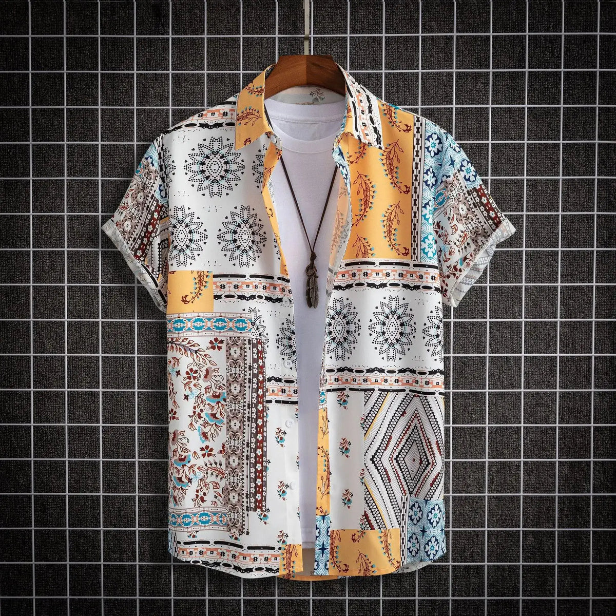 Men's Hawaiian Floral Print Shirt, Casual Short Sleeve Button-Up, Lightweight Beach Holiday Summer Wear