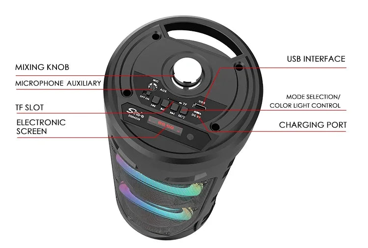 30W Wireless Column Bluetooth Speaker - Portable Subwoofer for Parties with Microphone