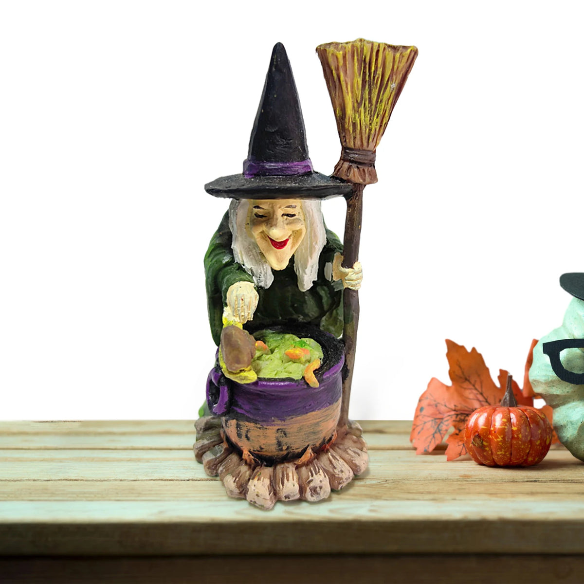 Halloween Horror Witch Figurine: Desktop DIY Decoration for Party and Garden