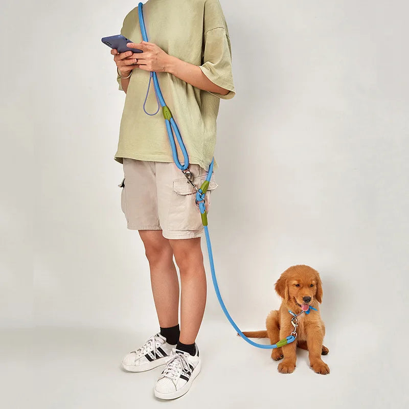 Reflective Nylon Dog Leash – Hands-Free Traction Rope for Walking &amp; Running