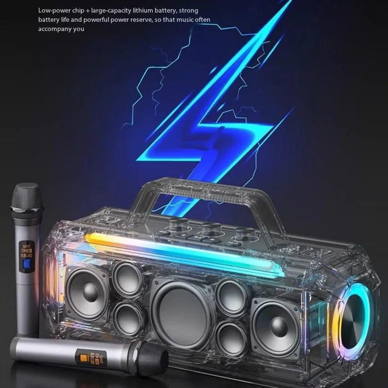 300W Portable Waterproof Bluetooth Speaker with BASS Subwoofer and Sound Card