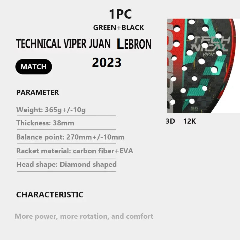 Professional-Grade Padel Tennis Racket | Lightweight Carbon Fiber Frame with Soft EVA Face