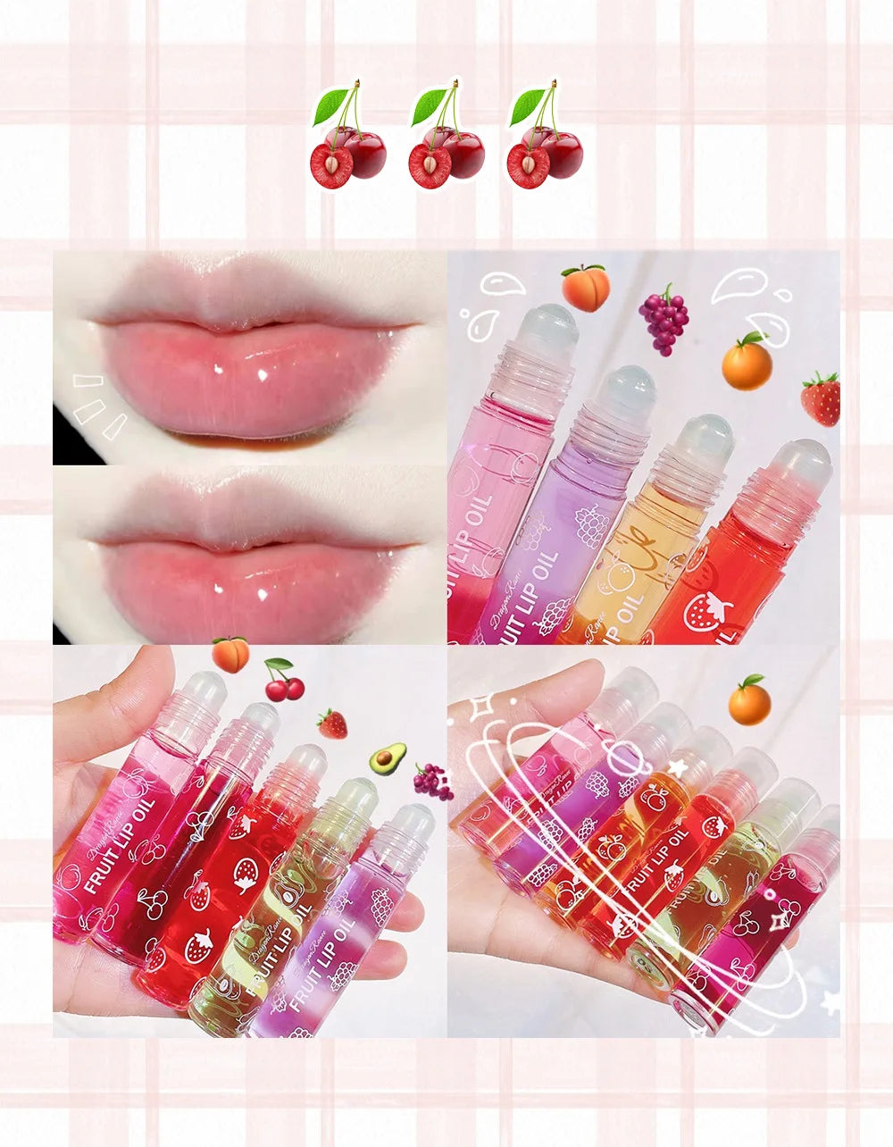 Roll-On Lip Oil - Moisturizing Hydrating Gloss &amp; Nourishing Balm for Smooth, Soft Lips with Long-Lasting Shine