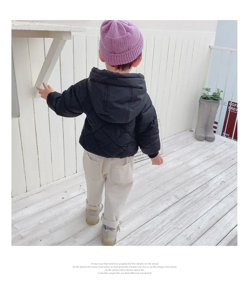 Spring New Children’s Down Jackets – Thick Warm Hooded Coats for Boys and Girls, Fashionable Outerwear for Ages 3-8 Years