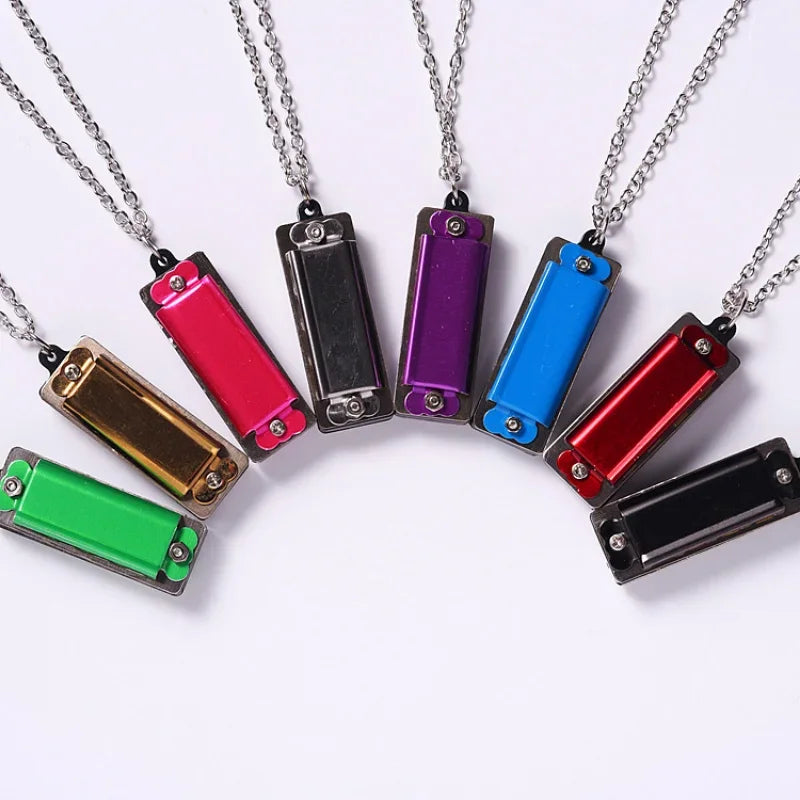 Mini Harmonica Necklace - 4 Hole, 8 Tone Portable Music Instrument for Kids