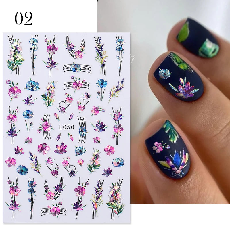 Succulent Plants 3D Nail Sticker - Spring Floral DIY Decoration