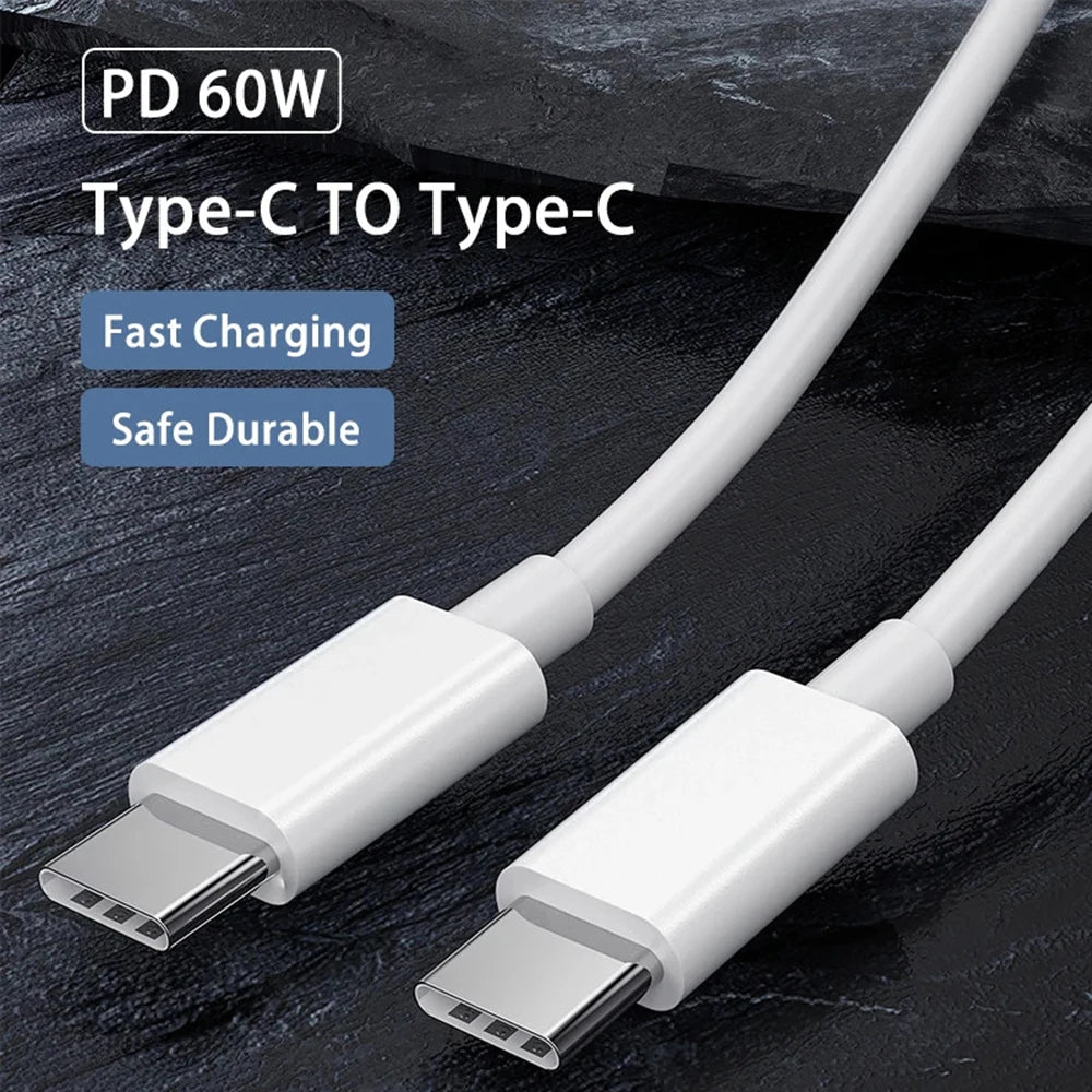 PD 60W USB-C to USB-C Cable – Fast Charge Data Cable for iPhone