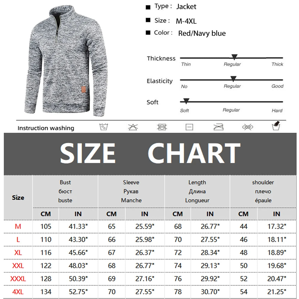 Men&#39;s Thicker Pullover Sweatshirt - Half Zipper Turtleneck Hoody