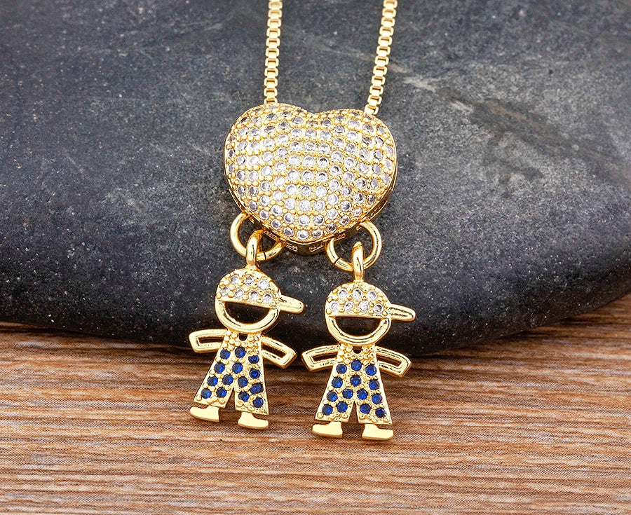 Nidin Luxury Crystal Zircon Heart Pendant Necklace for Girls and Boys, Romantic Inlaid Design Fashion