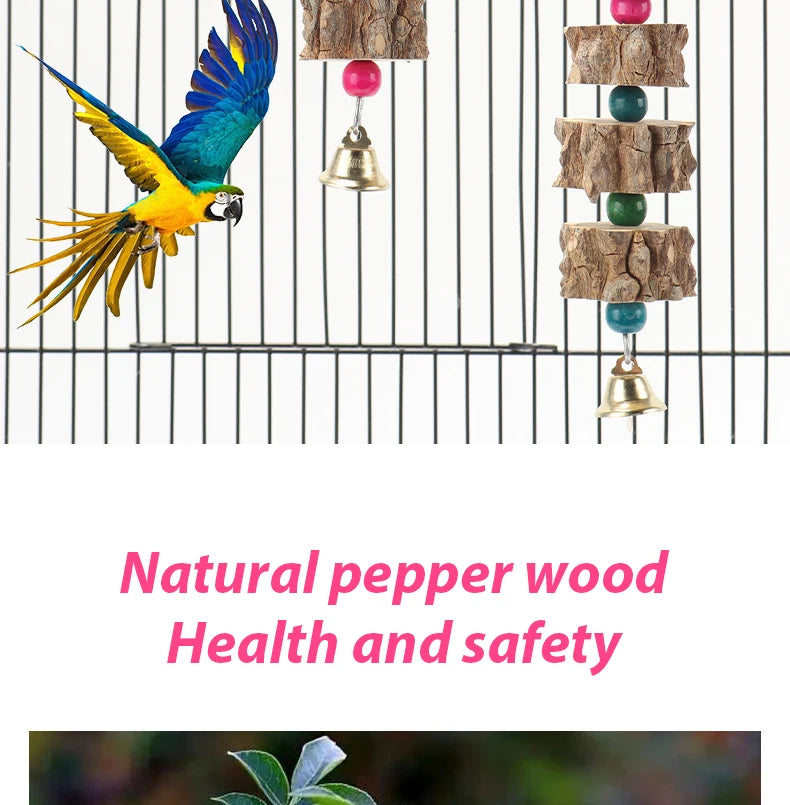 Natural Wooden Parrot Toy: Chew and Destroy Cardboard Bird Decoration for Cages