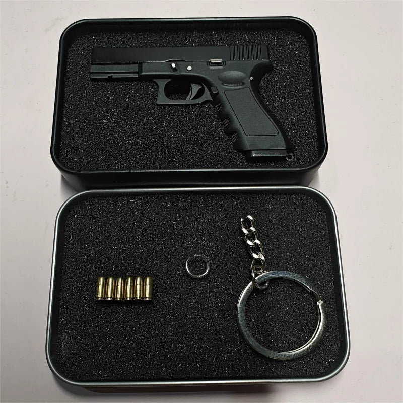 1:3 Scale Glock G17 Mini Pistol Model: Metal DIY Toy Keychain Pendant