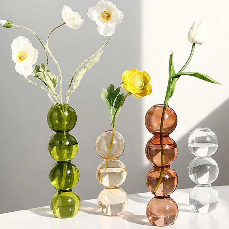 Nordic Glass Bubble Vase: Modern Spherical Flower Vase for Home Decor and Gifts