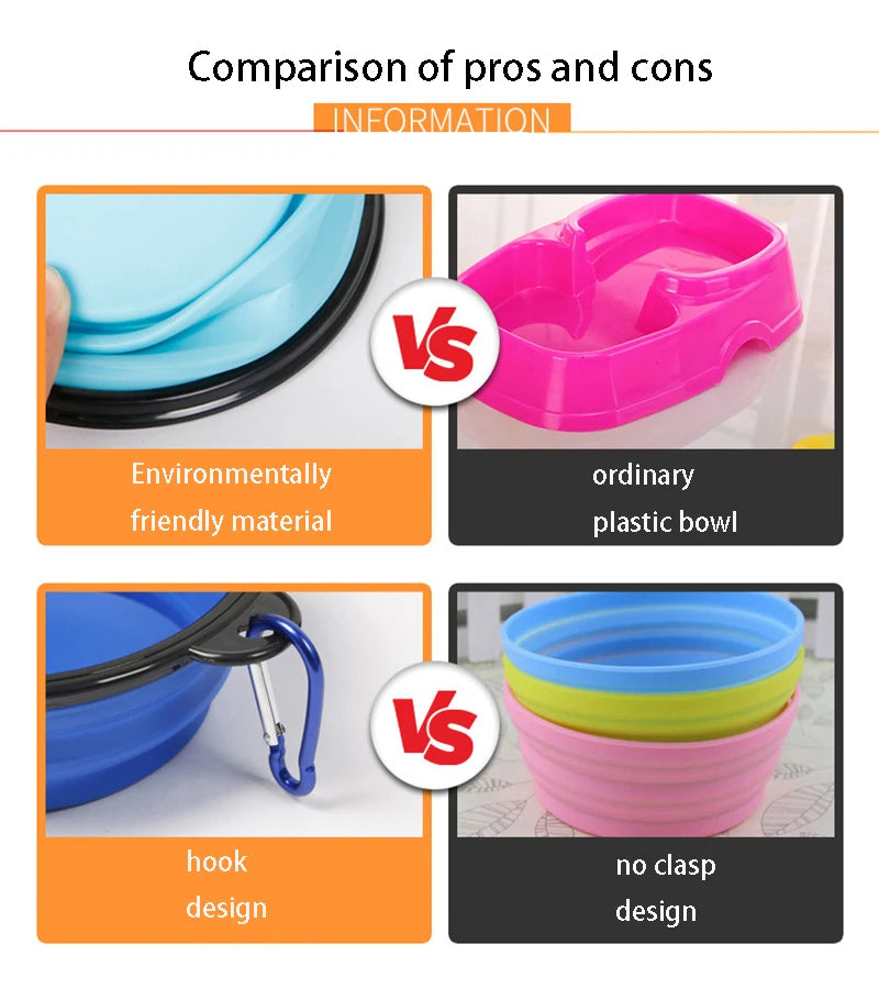 Large Collapsible Silicone Dog Bowl: Portable 350/1000ml Feeder Dish for Outdoor Travel