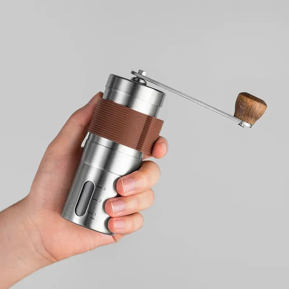 Premium Stainless Steel Manual Coffee Grinder: Portable Hand-Cranked with Scale