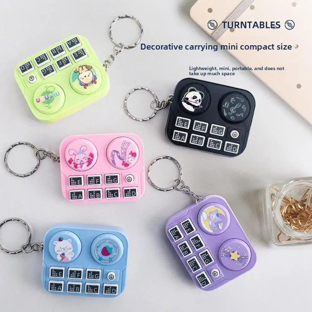 Mini DJ Music Disc Keychain Toy, Musical Sound Button Pendant, Fun Educational Gift for Kids