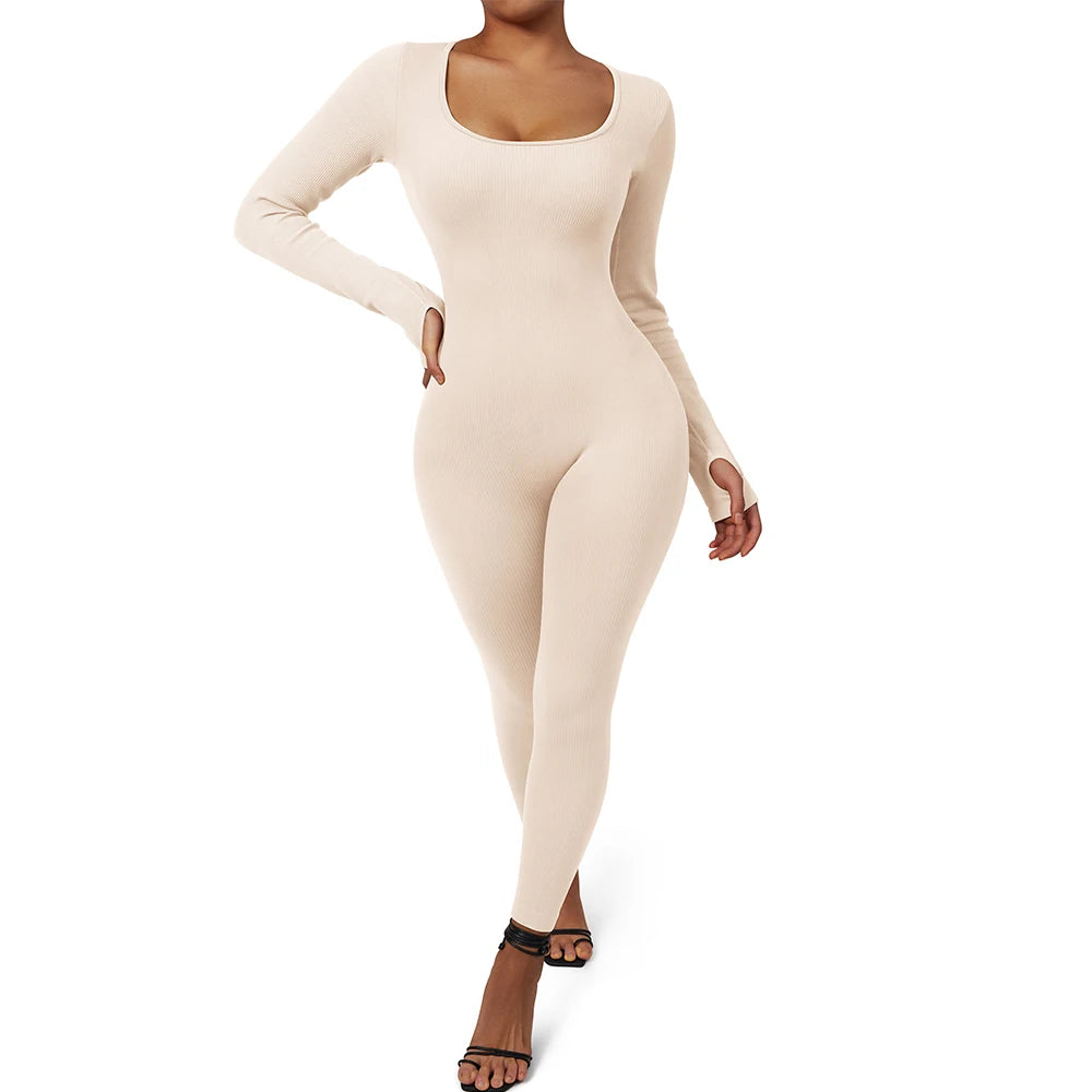 Bodycon Slim Jumpsuit For Women‘s Clothing Zipper Casual Brown Fitness Rompers Autumn 2024 Playsuit Activity Streetwear Overall