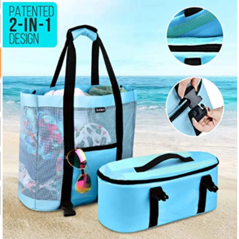 High Capacity Women’s Mesh Transparent Bag - Double-Layer Heat Preservation for Picnic &amp; Beach