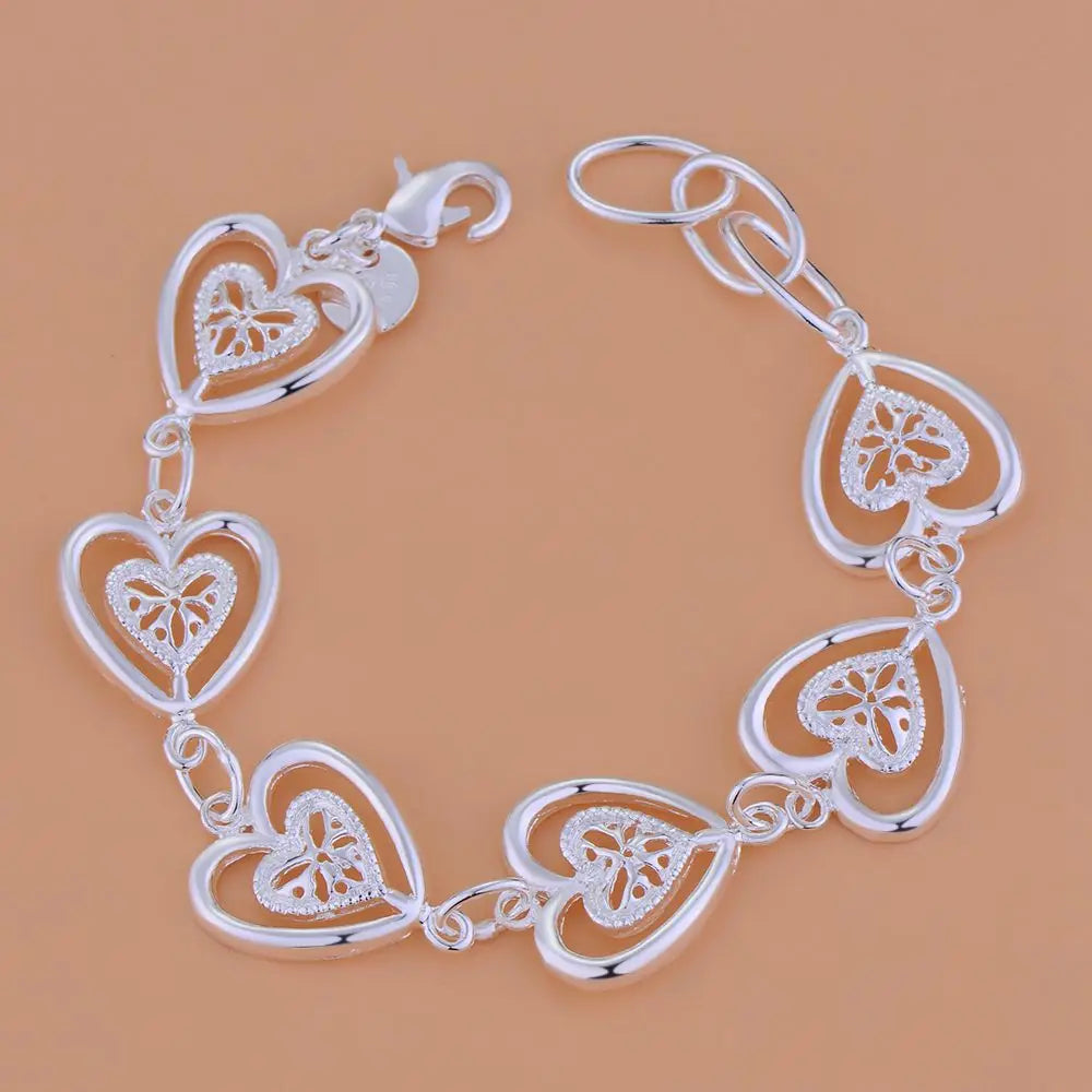 925 Sterling Silver Heart Bracelet for Women and Men, High-Quality Romance Chain Fashion Jewelry for Engagement, Party and Wedding Gift