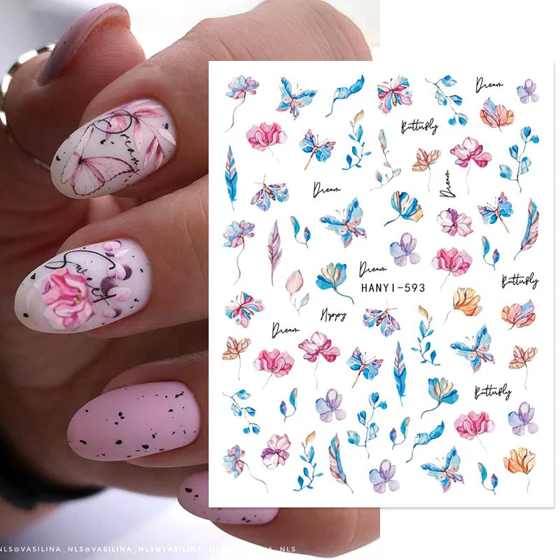 Succulent Plants 3D Nail Sticker - Spring Floral DIY Decoration