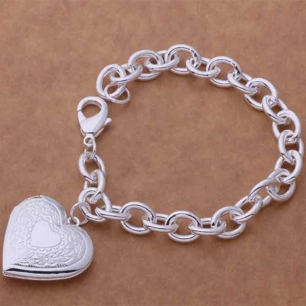 925 Sterling Silver Heart Bracelet for Women and Men, High-Quality Romance Chain Fashion Jewelry for Engagement, Party and Wedding Gift