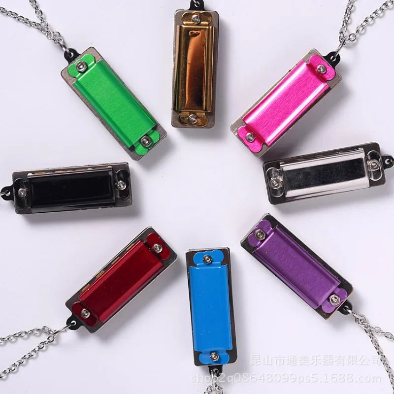 Mini Harmonica Necklace - 4 Hole, 8 Tone Portable Music Instrument for Kids