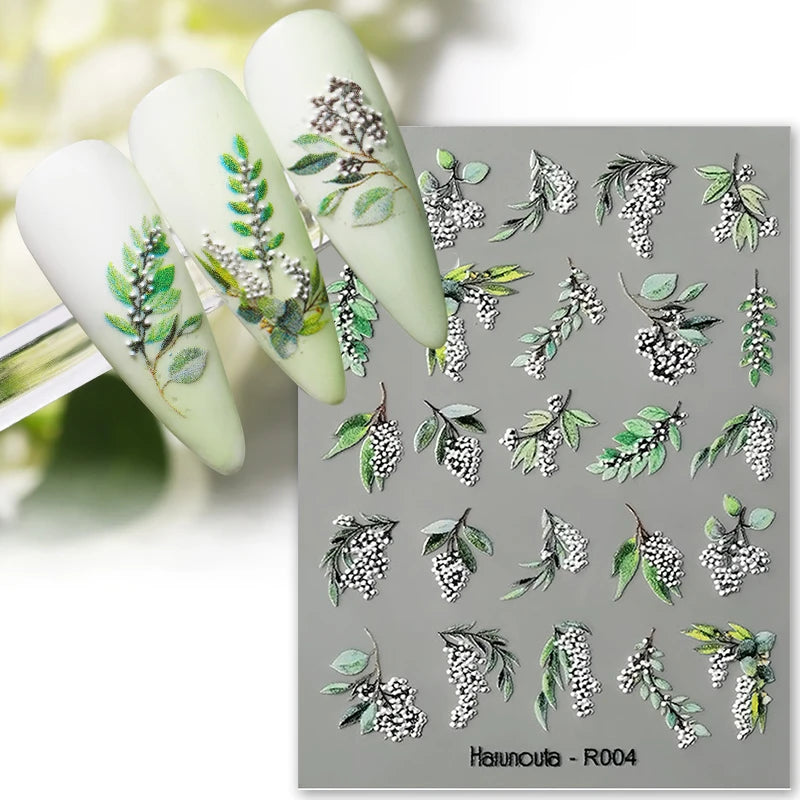 Succulent Plants 3D Nail Sticker - Spring Floral DIY Decoration