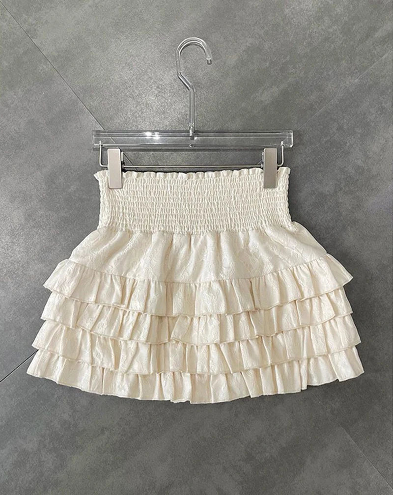 Streetwear Y2K Ruffled Mini Skirt: High Waist Lace A-Line Skirt for Summer Kawaii Fashion