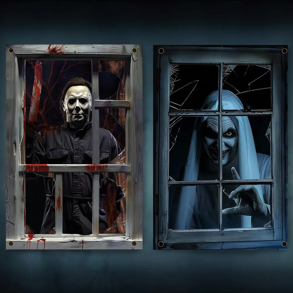 2 PCS Scary Curtain For Halloween Party Decorations