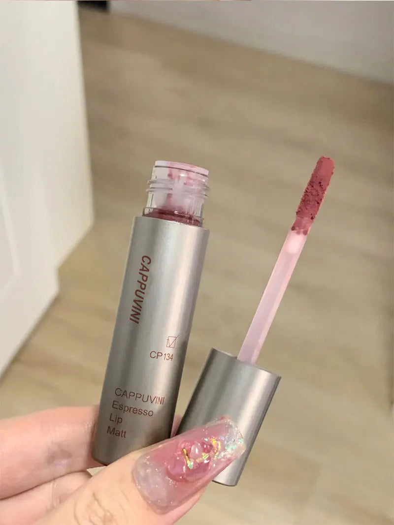 Single Velvet Matte Mist Lip Gloss - Waterproof, Smudge-Proof Liquid Lipstick, Non-Stick Cup