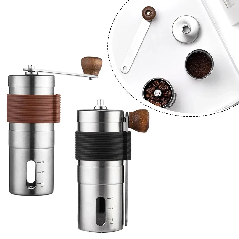 Premium Stainless Steel Manual Coffee Grinder: Portable Hand-Cranked with Scale