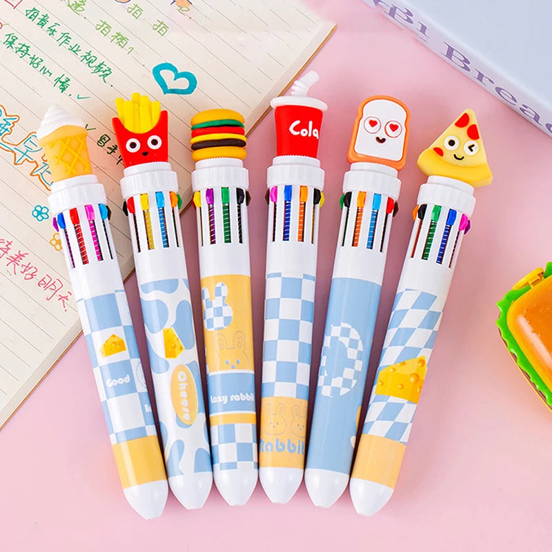 Cartoon Capybara 10-Color Ballpoint Pen - 0.5mm Gel Pen for School Supplies