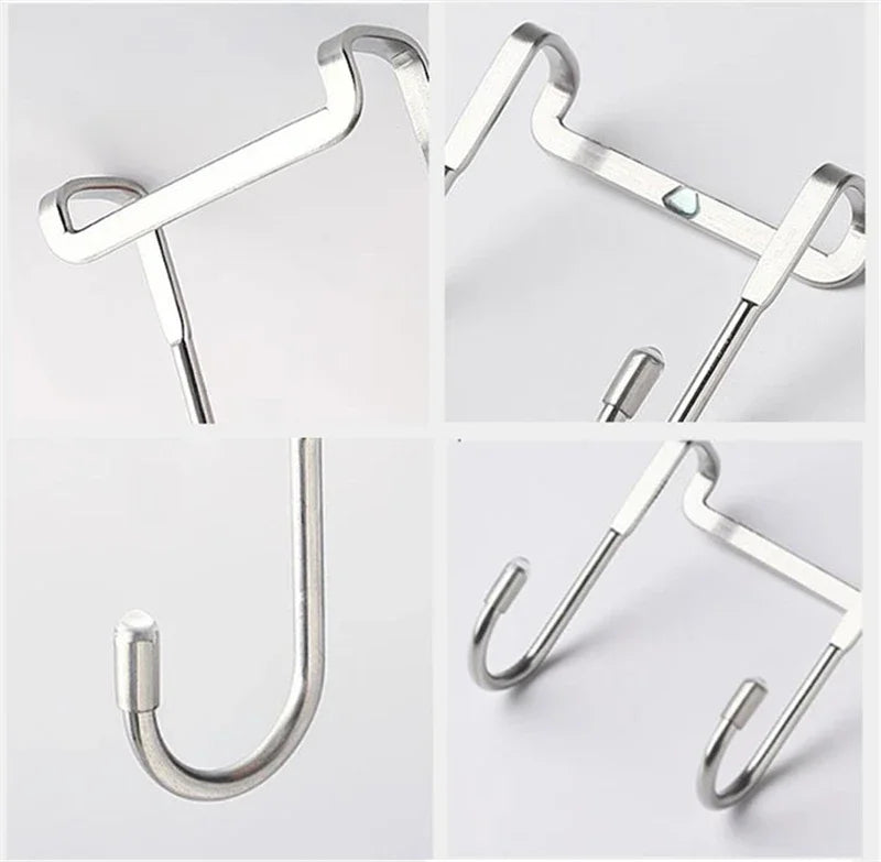 304 Stainless Steel Double S-Shape Hook: Free Punching, No Trace Kitchen and Bathroom Storage Hanger for Towels and Cabinets