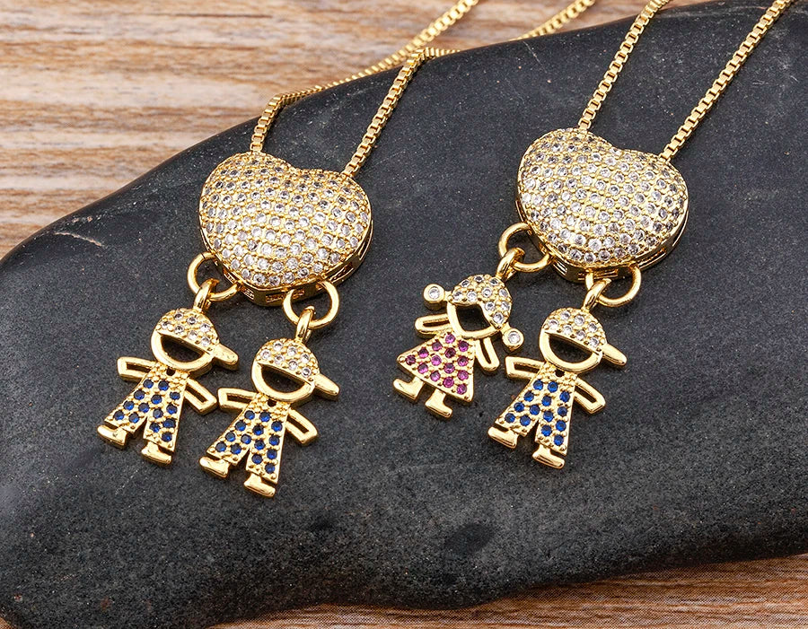 Nidin Luxury Crystal Zircon Heart Pendant Necklace for Girls and Boys, Romantic Inlaid Design Fashion