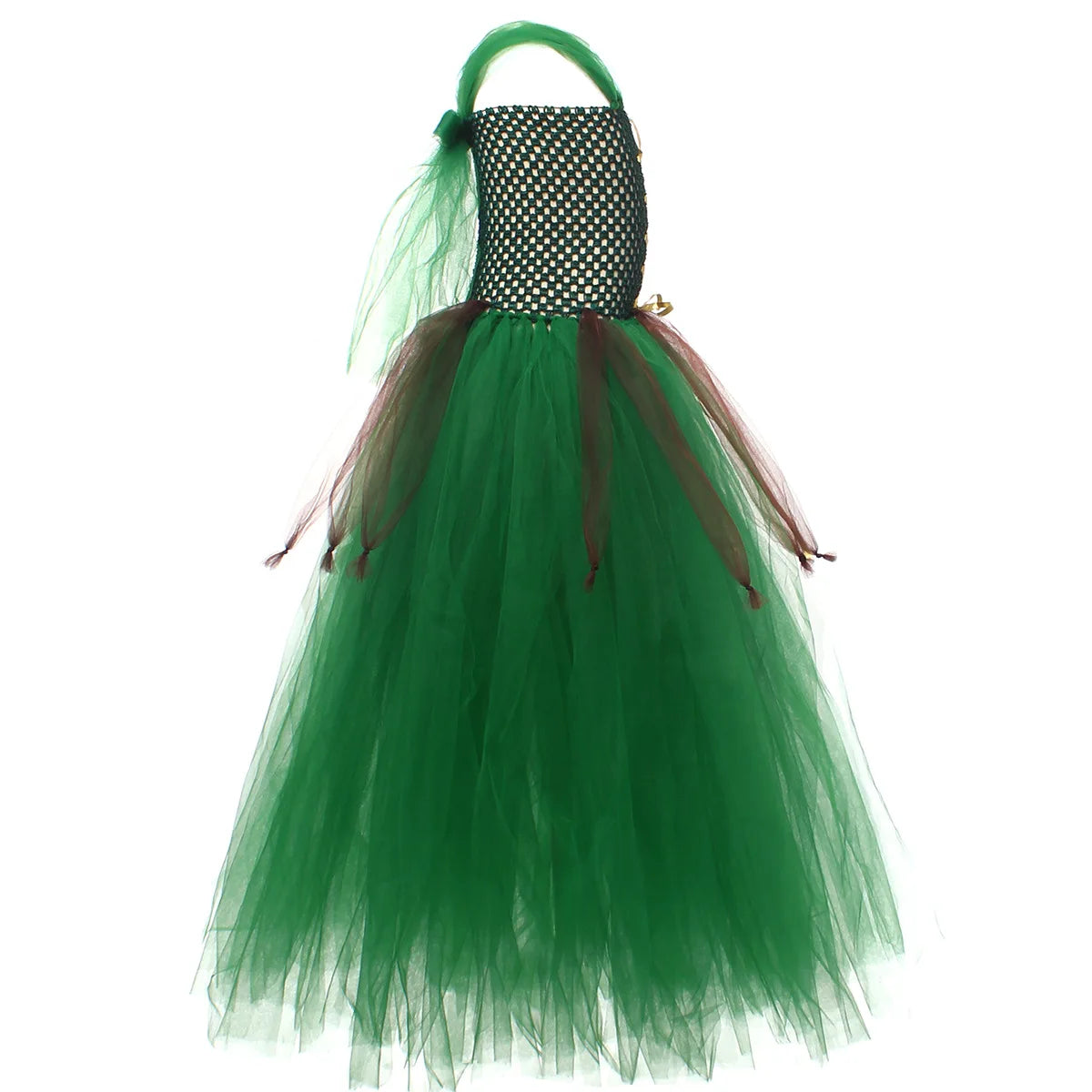 Kids Forest Elf Dress-Up Costume – Green Princess Outfit with Ears for Girls, Perfect for Stage Performance and Halloween