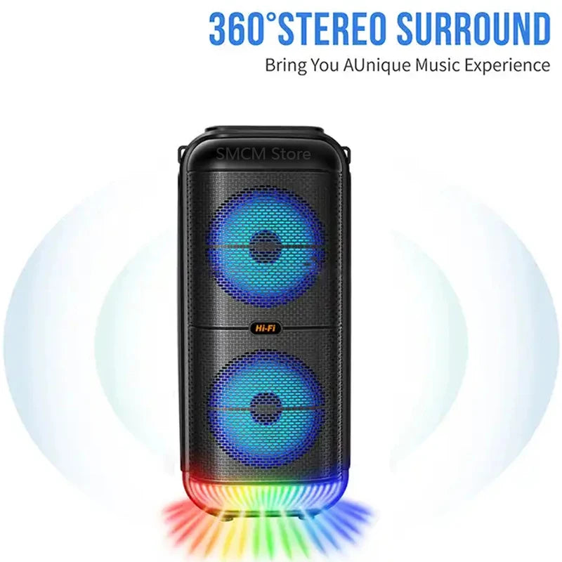 Super Large Outdoor Bluetooth Speaker - 1200W Power, Portable Column with Mic