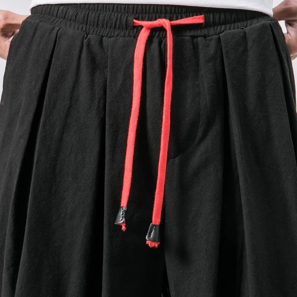 New Oversized Men Harem Pants Loose Chinese Style Cotton and Linen Sweatpants Joggers High Quality Casual Trousers Men