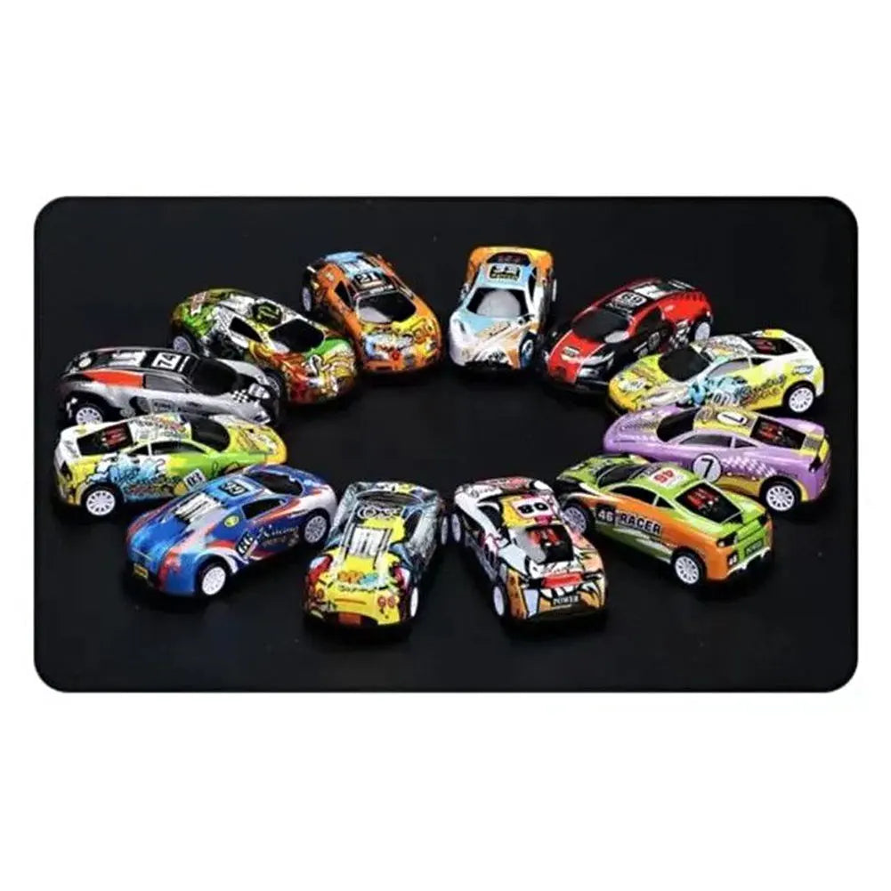 Mini Diecast Car Model Set with Storage Box: Inertia-Powered Vehicles for Kids