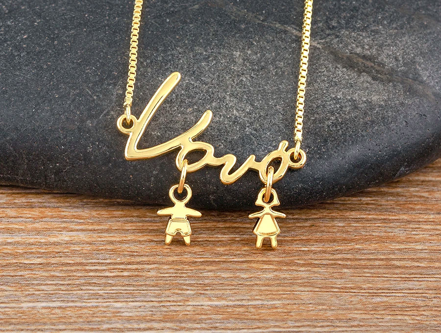 Nidin Gold-Plated Mom and Daughter Pendant Necklace with Cubic Zirconia, Elegant Mother's Day Jewelry Gift