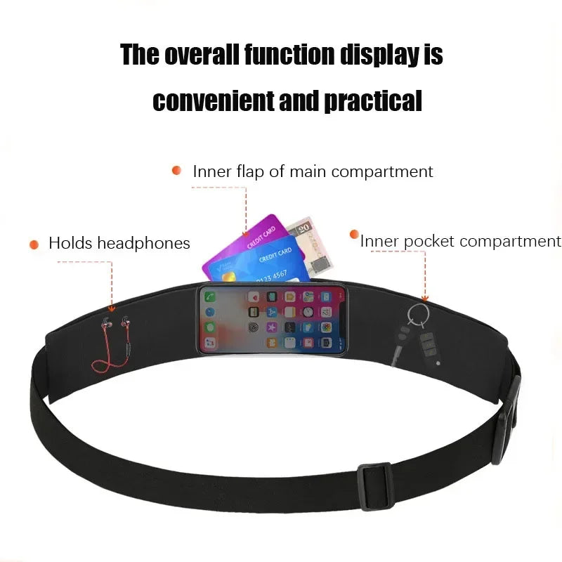 Waterproof Waist Running Bag – Fitness Belt for Phone, Keys &amp; Money