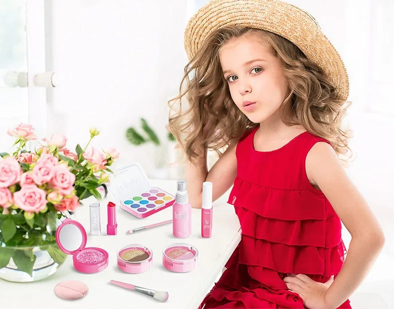 Princess Pretend Makeup Set for Girls, Toy Nail Polish, Lipstick and Eyeshadow, Fun Dress-Up Roleplay Gift