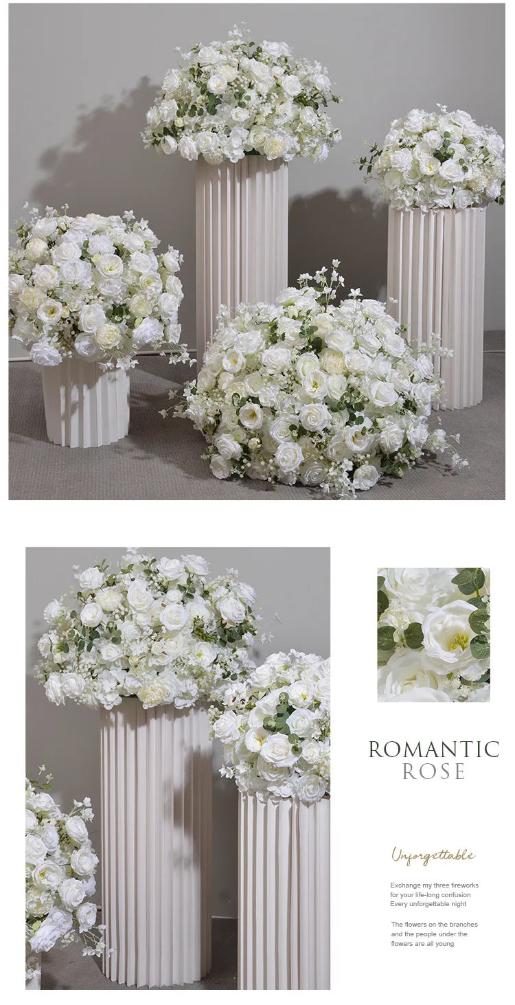 Customized White Silk Hydrangea Flower Ball: Wedding Table Centerpiece Decoration