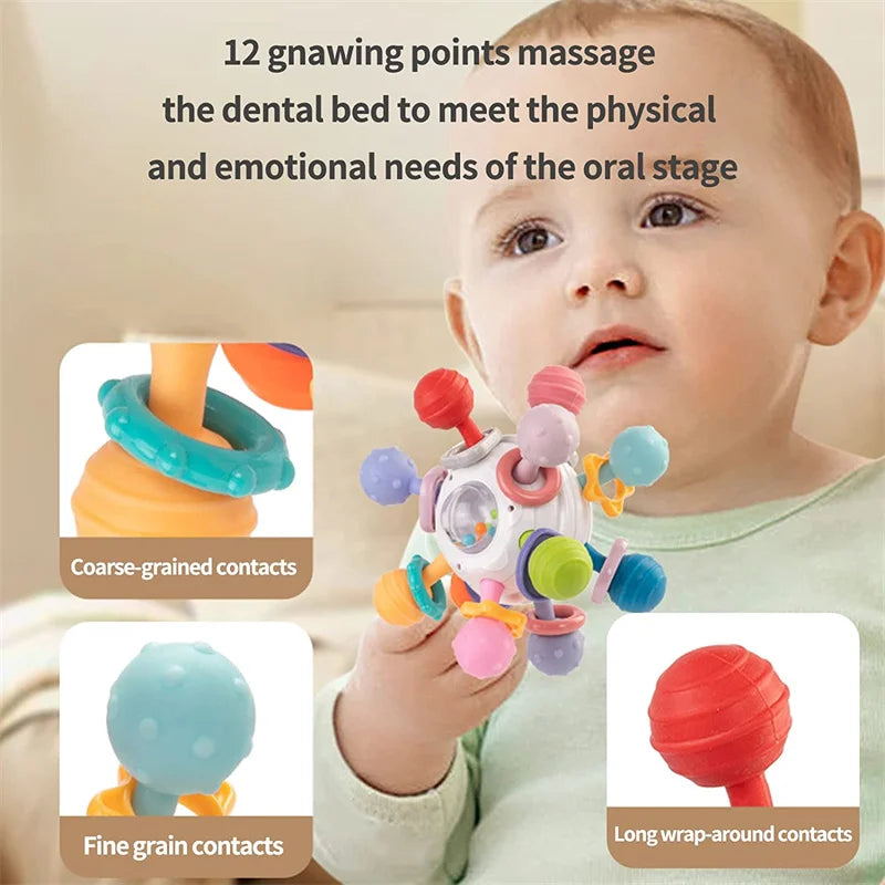 Educational Sensory Teether Rattle Toys for Infants Aged 0-12 Months