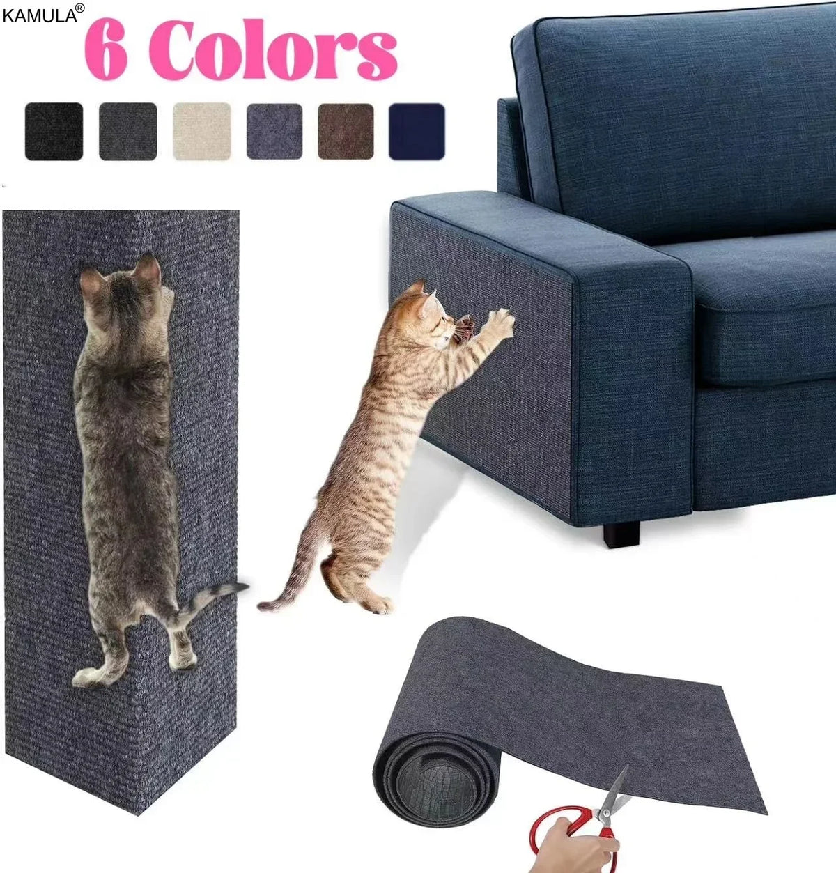 Self-Adhesive Cat Scratching Mat: Trimmable Carpet for Furniture Protection Against Scratching