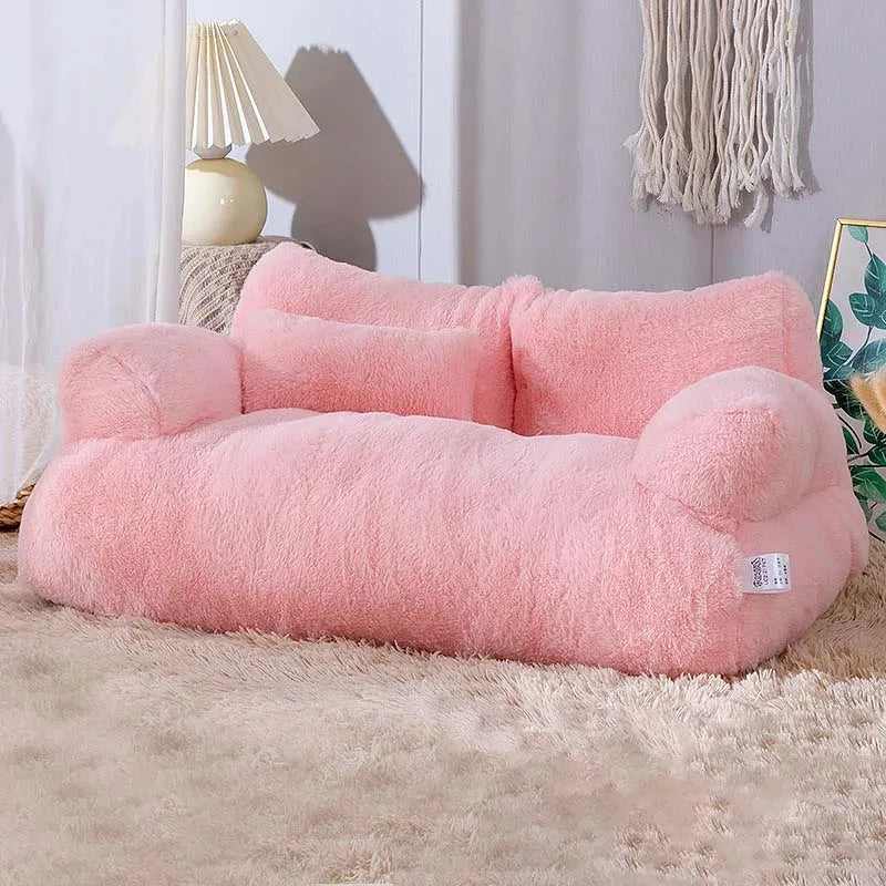 Luxury Plush Cat Bed Sofa: Cozy Winter Nest for Small to Medium Dogs and Cats