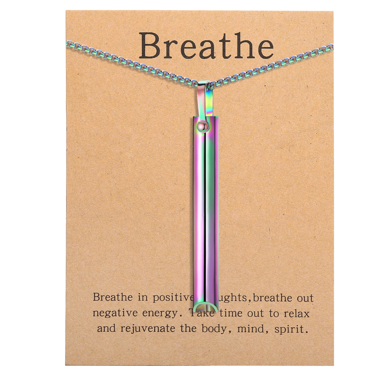 Mindfulness Breathing Necklace – Stainless Steel Stress Relief Pendant for Women and Men, Ideal for Anxiety Management