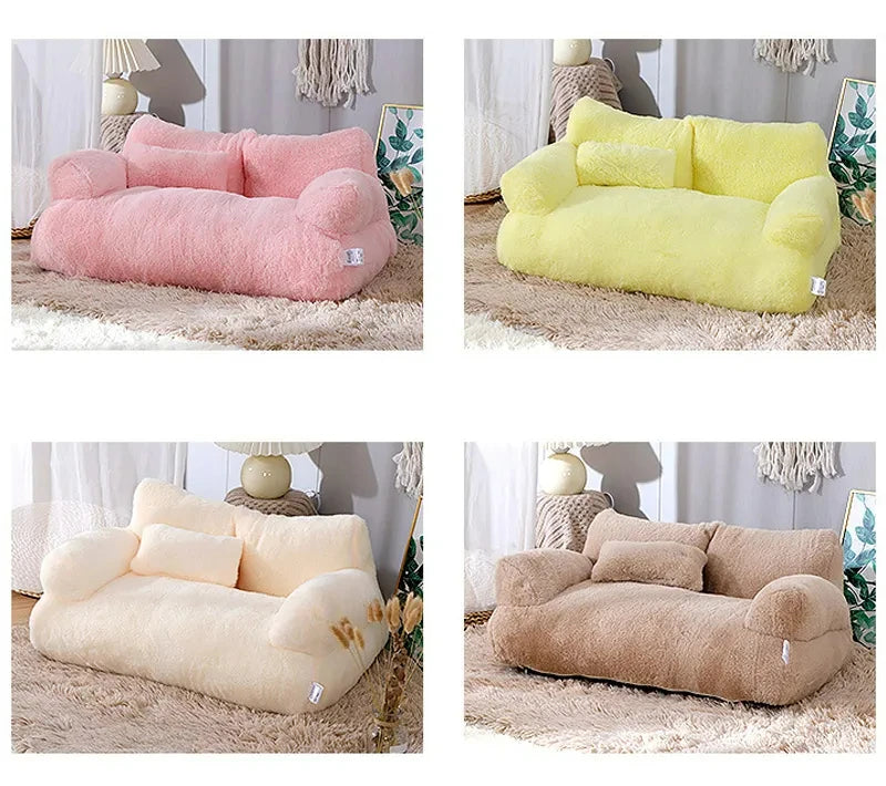 Luxury Plush Cat Bed Sofa: Cozy Winter Nest for Small to Medium Dogs and Cats