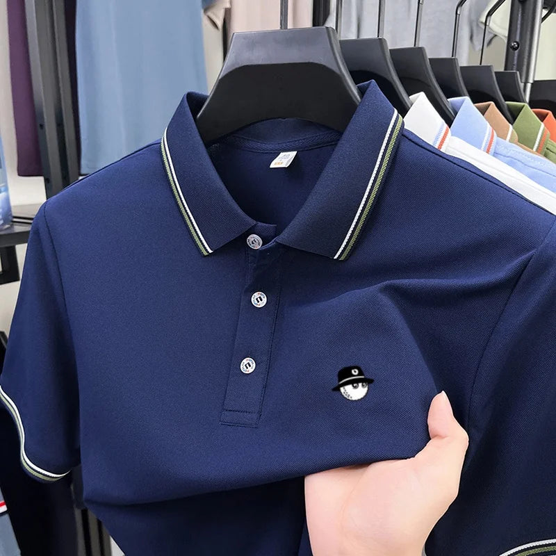 Men's Luxury Printed Polo Shirt, Breathable Short Sleeve Business Casual Tee, Premium Summer Fashion Top