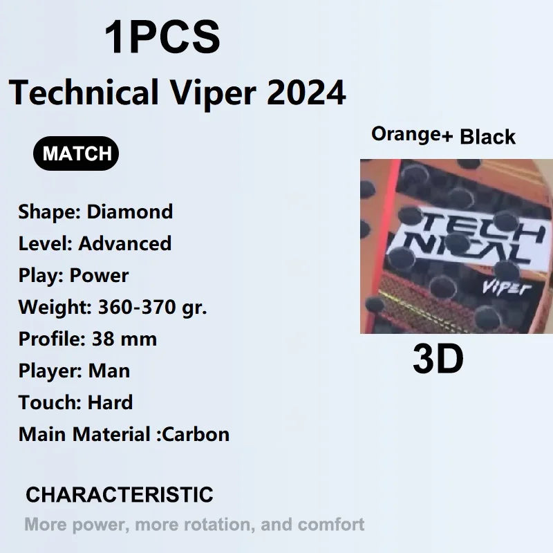 Professional-Grade Padel Tennis Racket | Lightweight Carbon Fiber Frame with Soft EVA Face