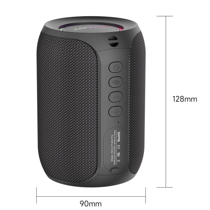 Zealot S32PRO Powerful Waterproof Bluetooth Speaker with Subwoofer and LED Lights